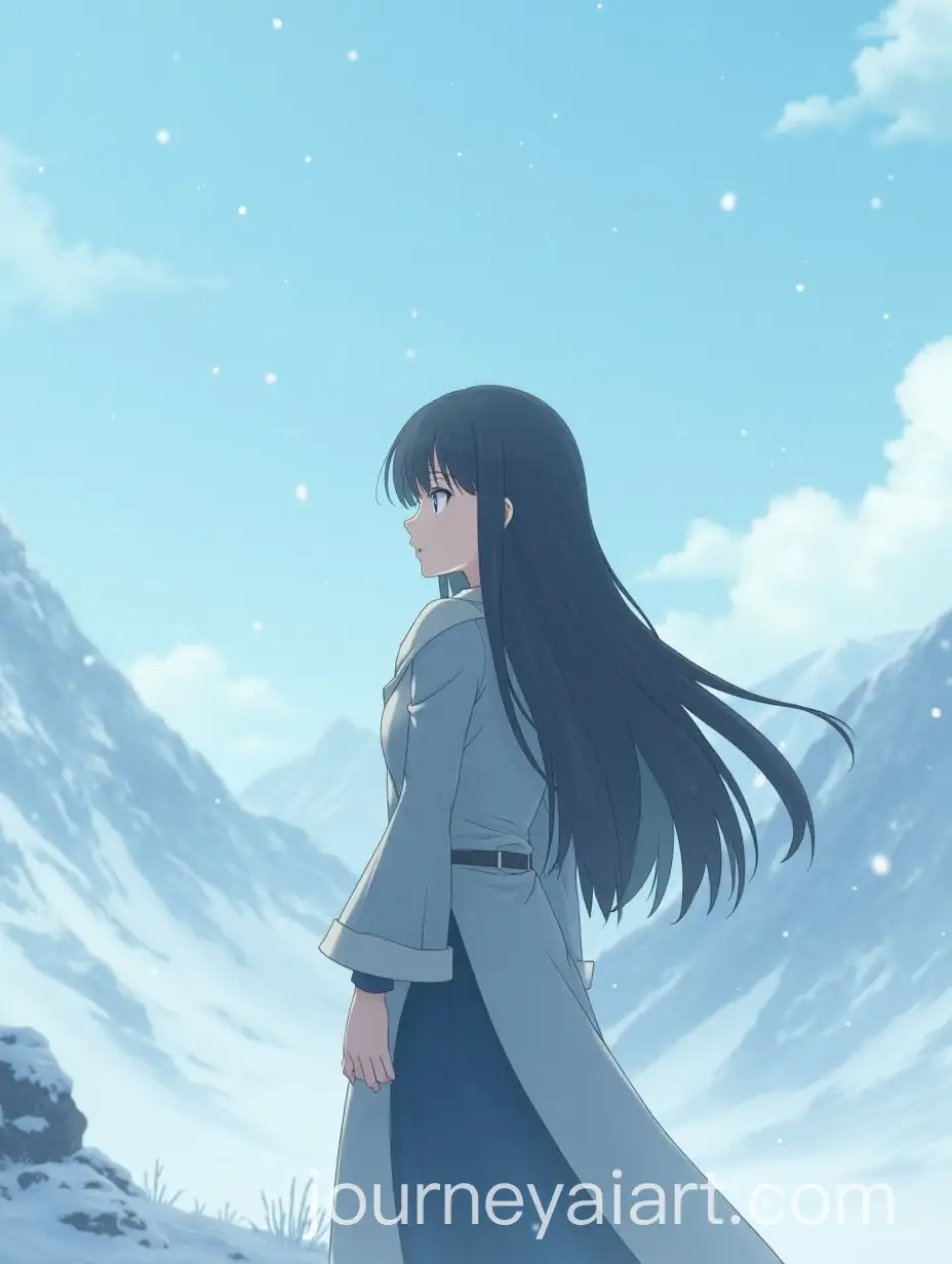 Young-Woman-at-Snowy-Mountaintop-Embracing-Capricorns-Strength