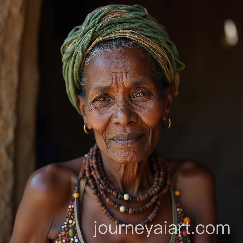 Elderly-Igbo-Woman-with-Traditional-Neck-Beads-Gazing-at-Camera