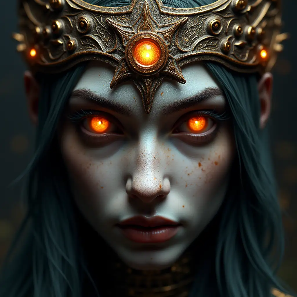 Epic-Power-Metal-Cover-Featuring-a-Goddess-Face-with-Enigmatic-Textures-and-Symbols