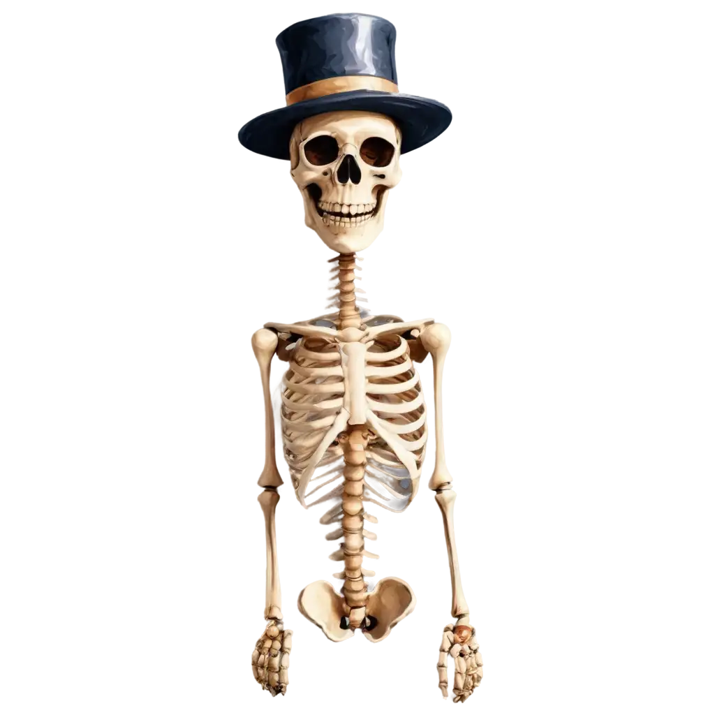 Detailed-Skeleton-with-a-Hat-on-Head-PNG-Image-HighQuality-and-Versatile-Graphic-for-Multiple-Uses