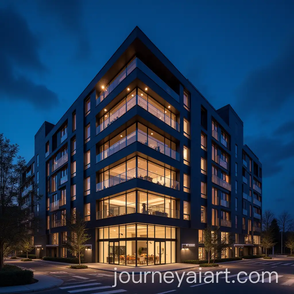 Modern-FiveStory-Building-in-the-City-at-Night