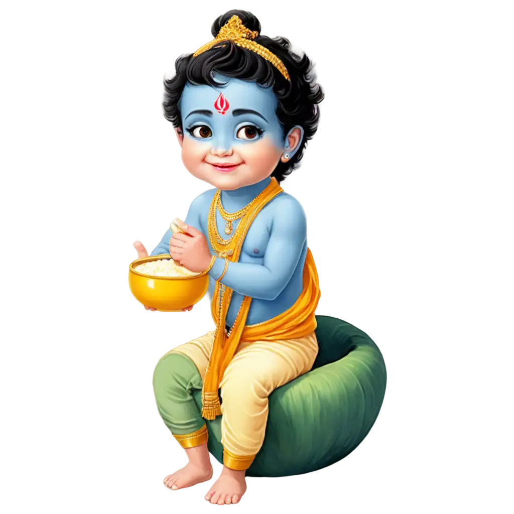 Cute-Little-Krishna-Eating-Butter-in-Pot-PNG-Image-HighQuality-and-Versatile