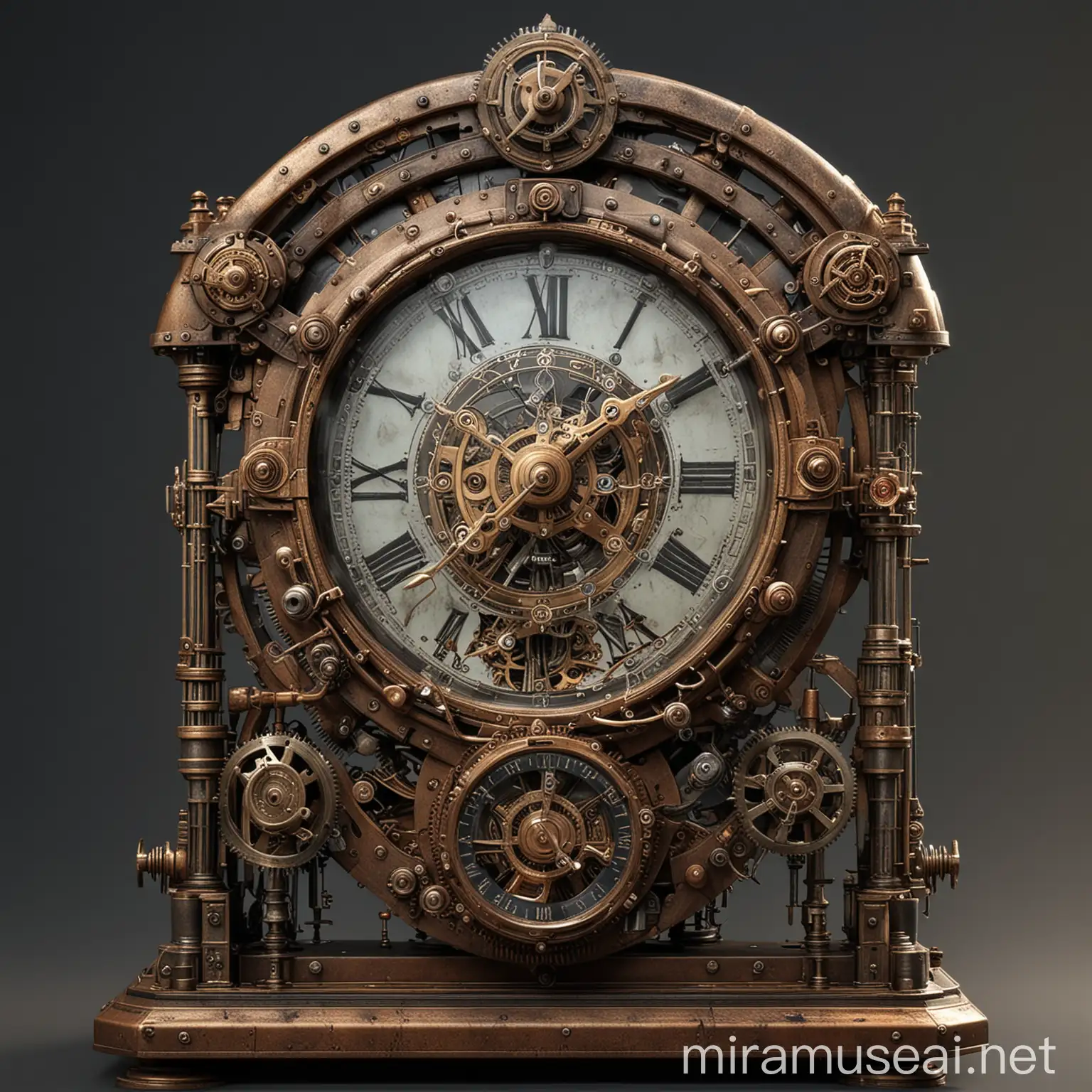 Steampunk Clock Machine in Hyper Realistic Style