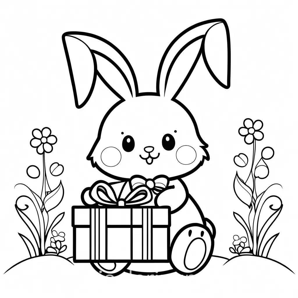 Adorable-Kawaii-Bunny-Holding-a-Gift-Box