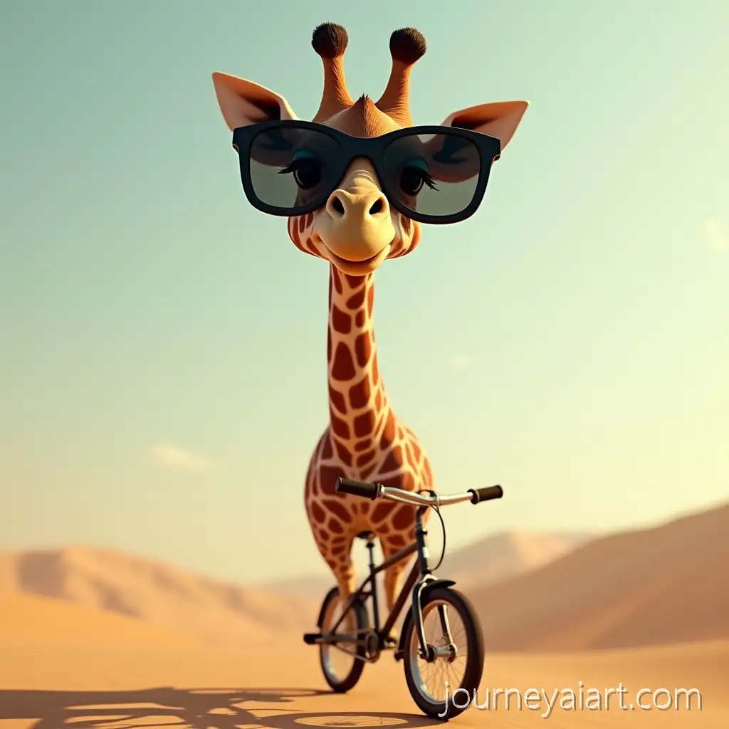 Giraffe-Wearing-Giant-Black-Sunglasses-Riding-a-Bicycle-in-a-Sunny-Desert