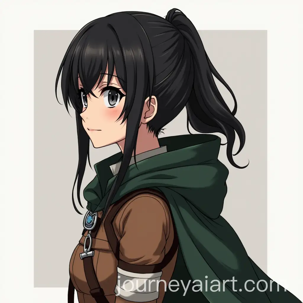 AI-Image-Prompt-ExpansionSurvey-Corps-Soldier-with-Ponytail-and-Dark-Green-Hooded-Cape-from-Attack-on-Titan