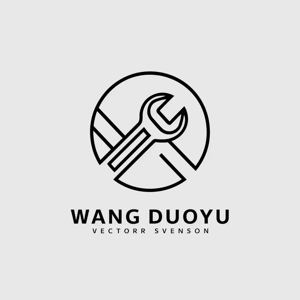 LOGO-Design-for-Wang-Duoyu-Minimalistic-Metal-and-Wrench-Symbol-on-Clear-Background