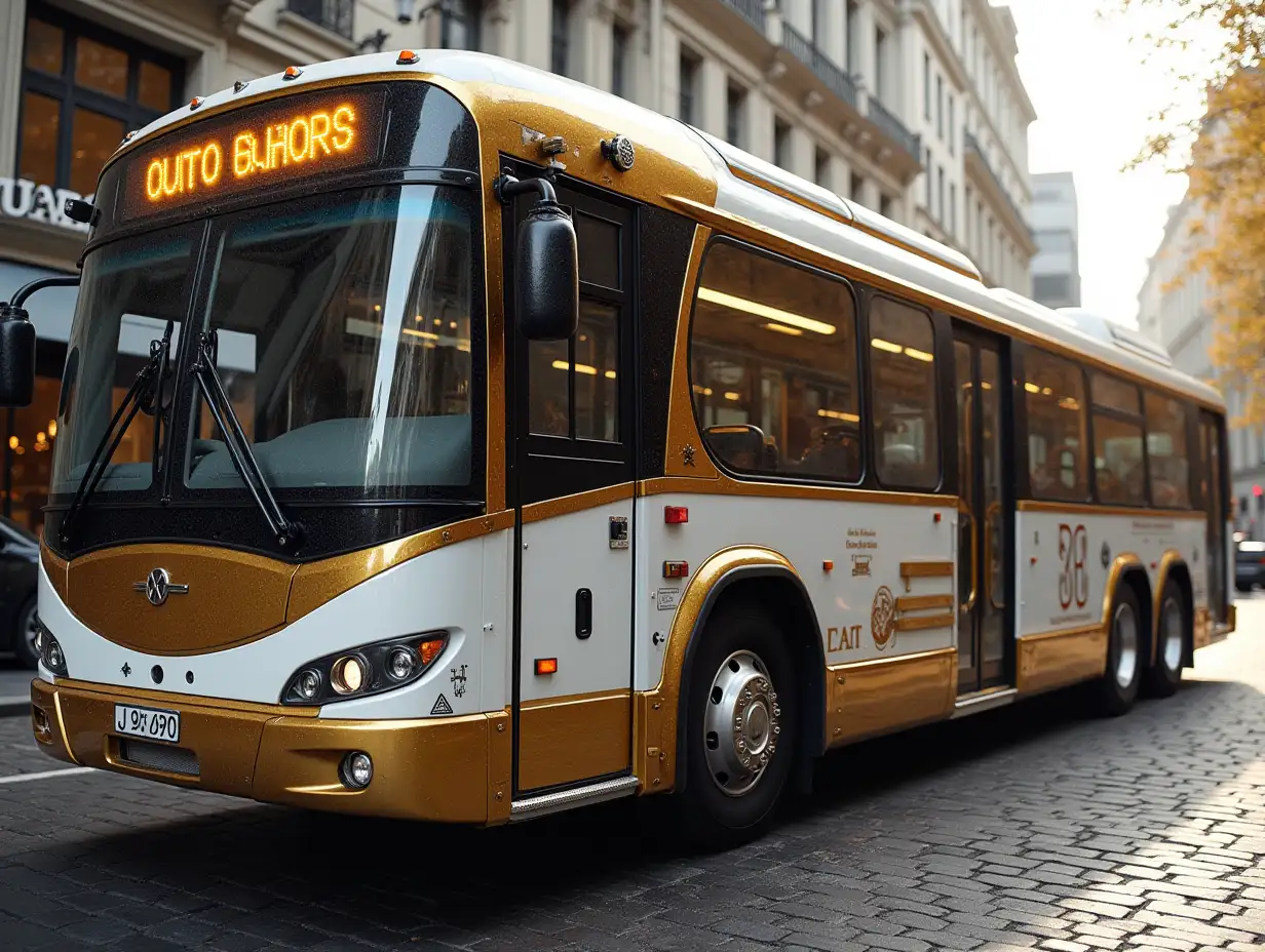 Super modern autobus gold white black Steampunk