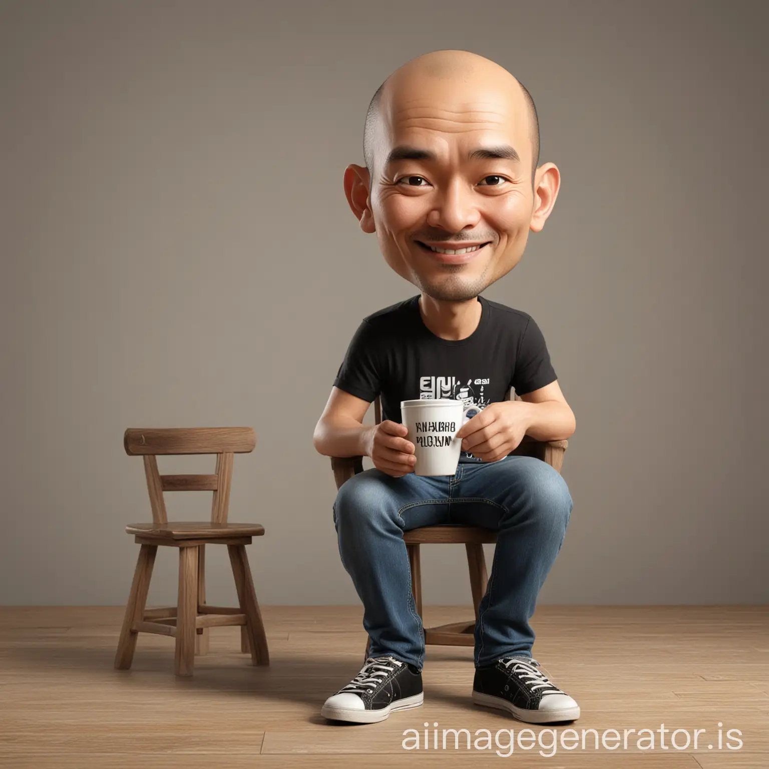 Realistic-4D-Caricature-of-a-40YearOld-Chinese-Man-Enjoying-Coffee-in-a-Factory-Setting