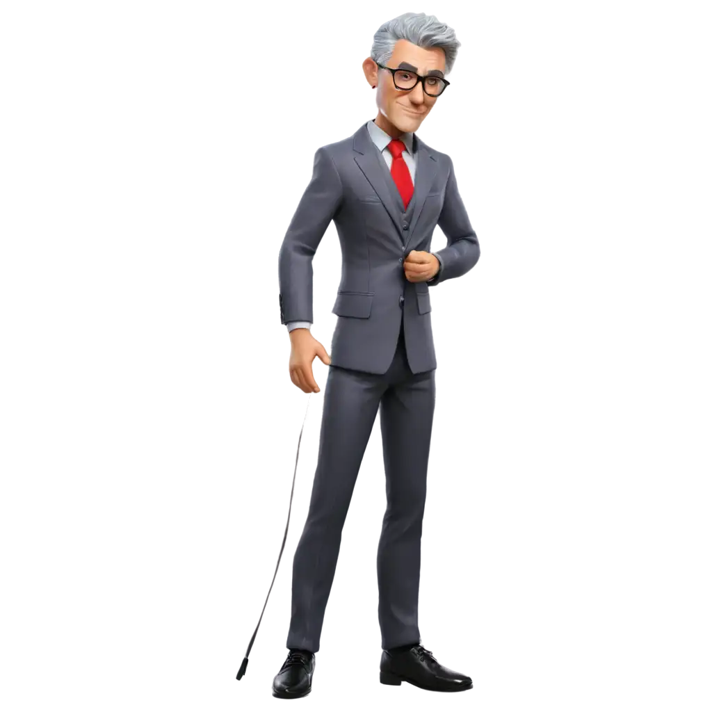 Create an avatar figure man grey hair not very old muscular shape suited and booted