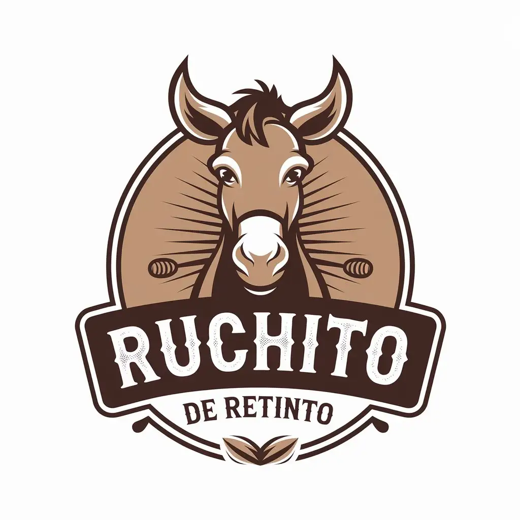 LOGO-Design-For-Ruchito-de-Retinto-Donkey-with-Cows-Horns-in-Comida-Industry