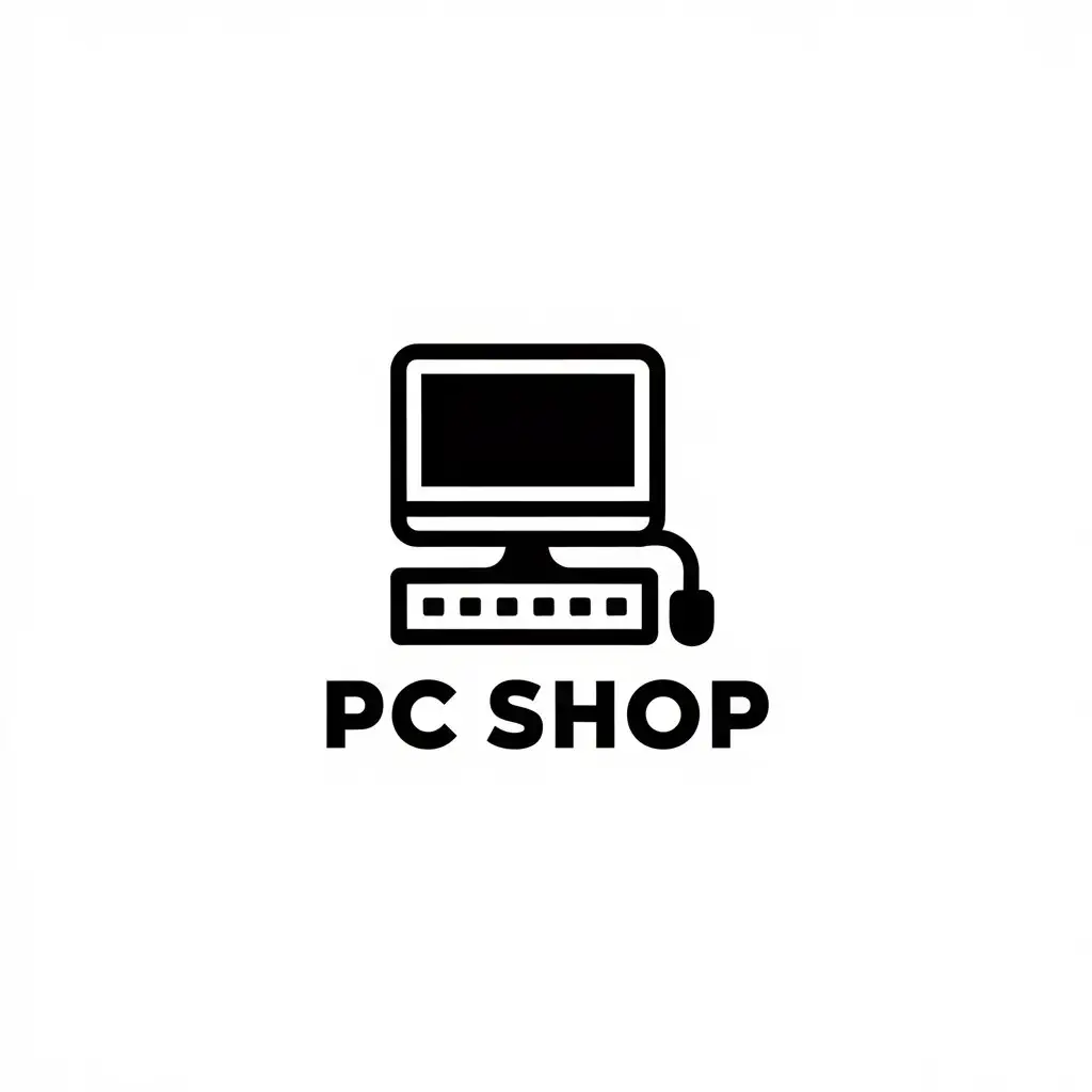 LOGO Design for PC Shop Minimalistic Computer Symbol for Retail Industry