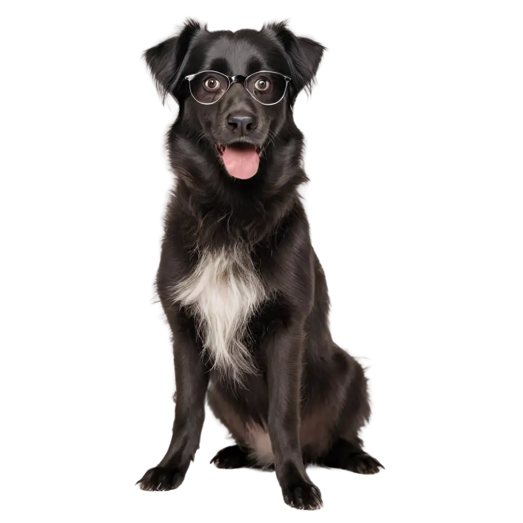 HighQuality-PNG-of-a-Dog-with-Black-Fur-Wearing-Glasses-for-Creative-Projects