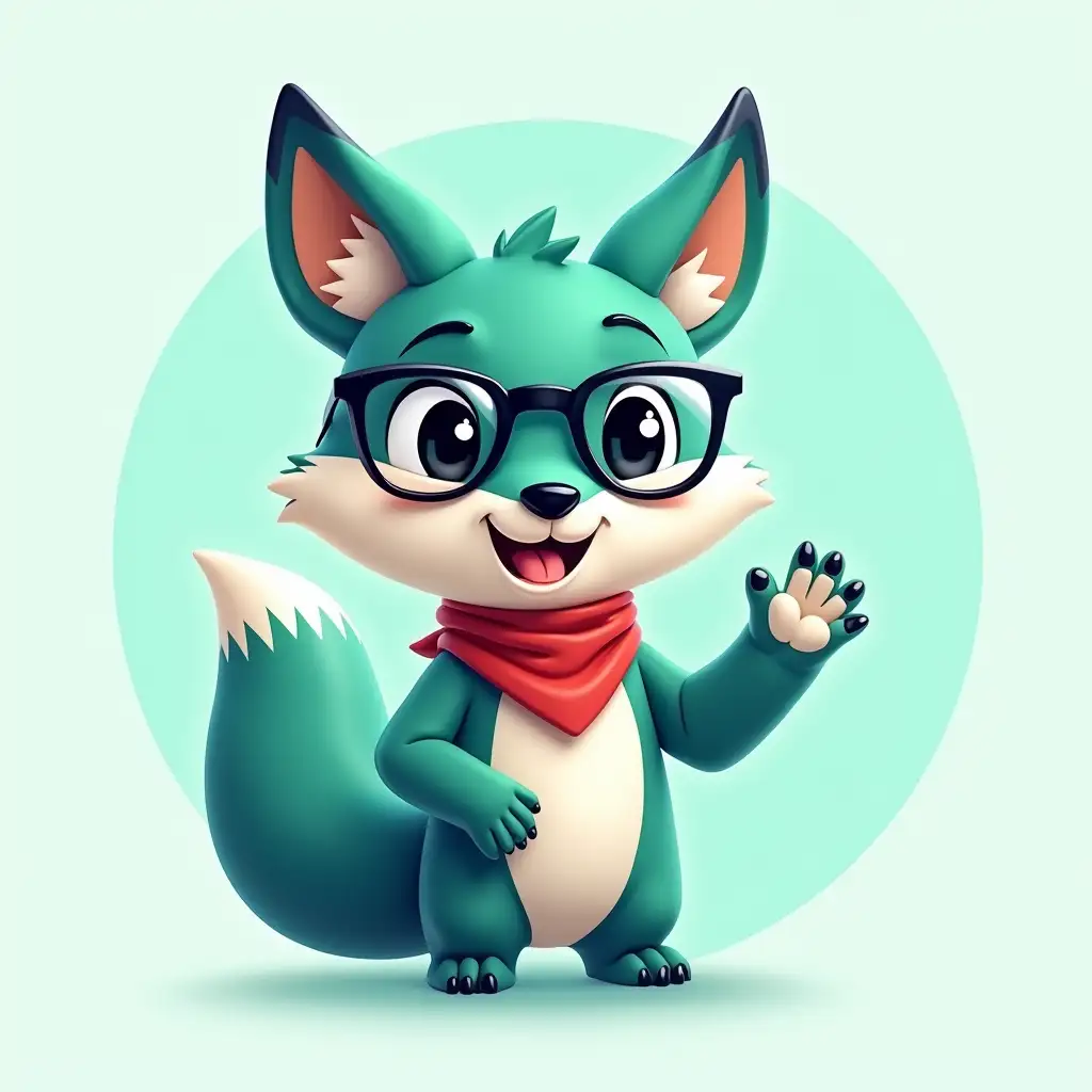 Modern-Cartoon-Fox-Mascot-Bolt-for-Educational-App-with-Teal-Fur-and-Lightning-Bolt-Tail