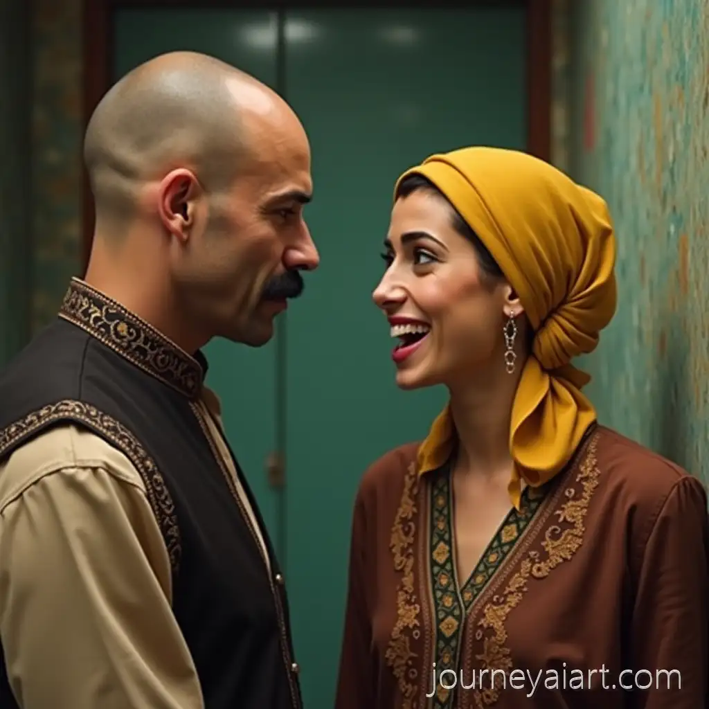 Moroccan-Servant-and-Woman-Reacting-to-His-Shaved-Head-Outside-BarbersMoroccan-servant-and-womanhop