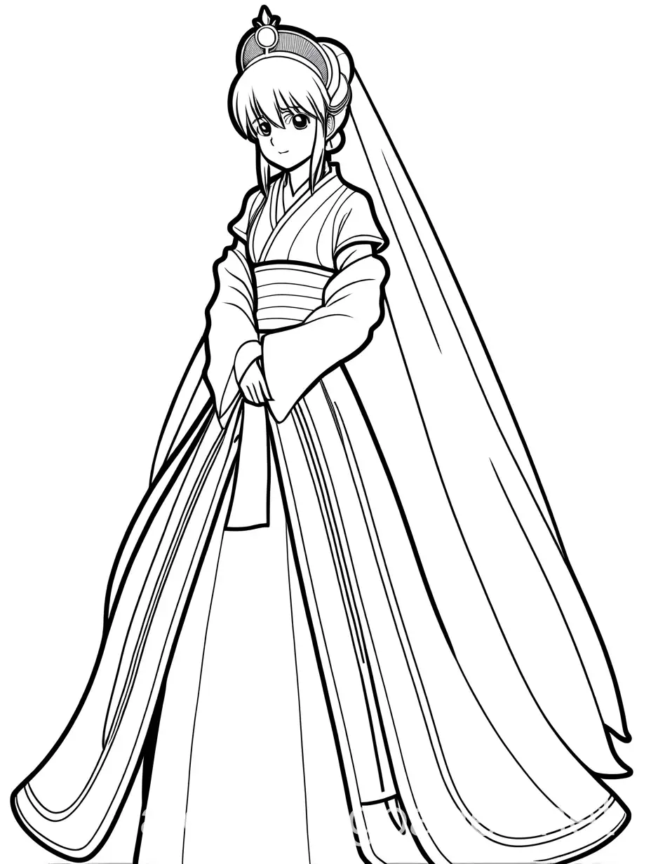 Kagura-from-Gintama-as-a-Princess-in-a-Simple-Coloring-Page-Design