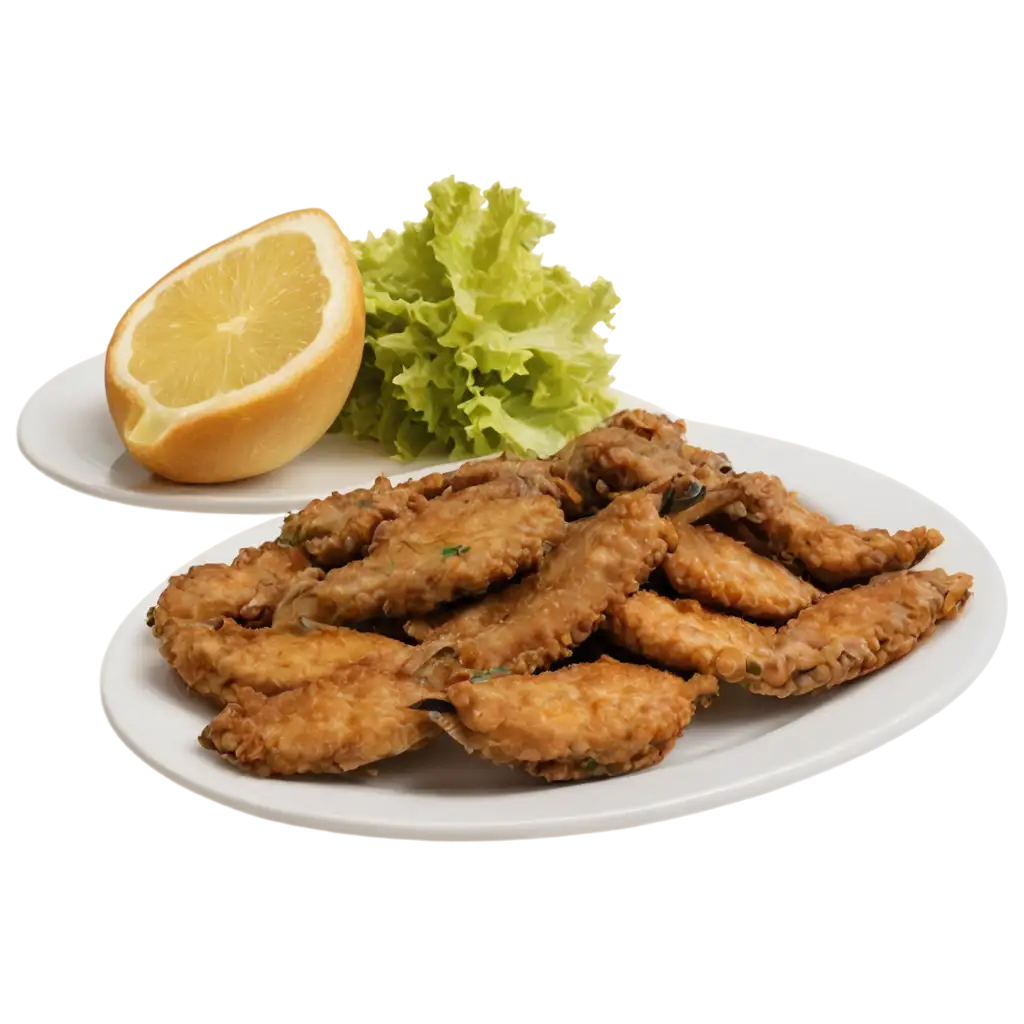 Fried-Peixe-Lambari-with-Onion-and-Lettuce-on-a-White-Plate-PNG-HighQuality-Image-for-Food-Enthusiasts