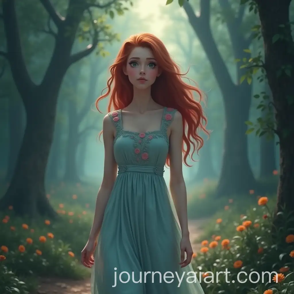 Young-Womans-Spiritual-Journey-Through-Mystical-Forest-Gates-at-Twilight