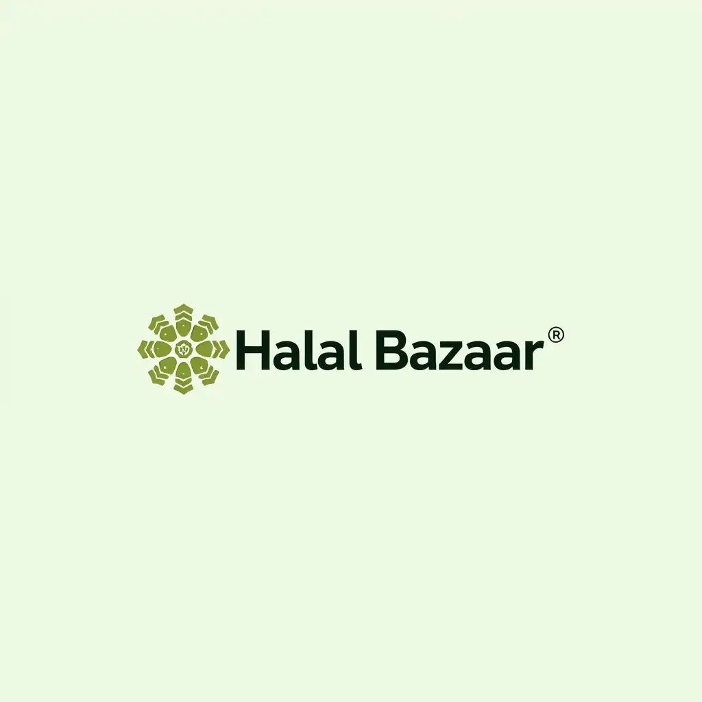 Design a modern and professional logo for 'Halal Bazaar', a marketplace for halal health products and supplements. The logo should incorporate symbols of health and wellness, such as leaves, herbs, or a symbol representing vitality, combined with subtle Islamic design elements. Use natural colors like green, gold, and white to reflect purity and organic health. The design should evoke a sense of trust, well-being, and the premium quality of halal-certified health products.