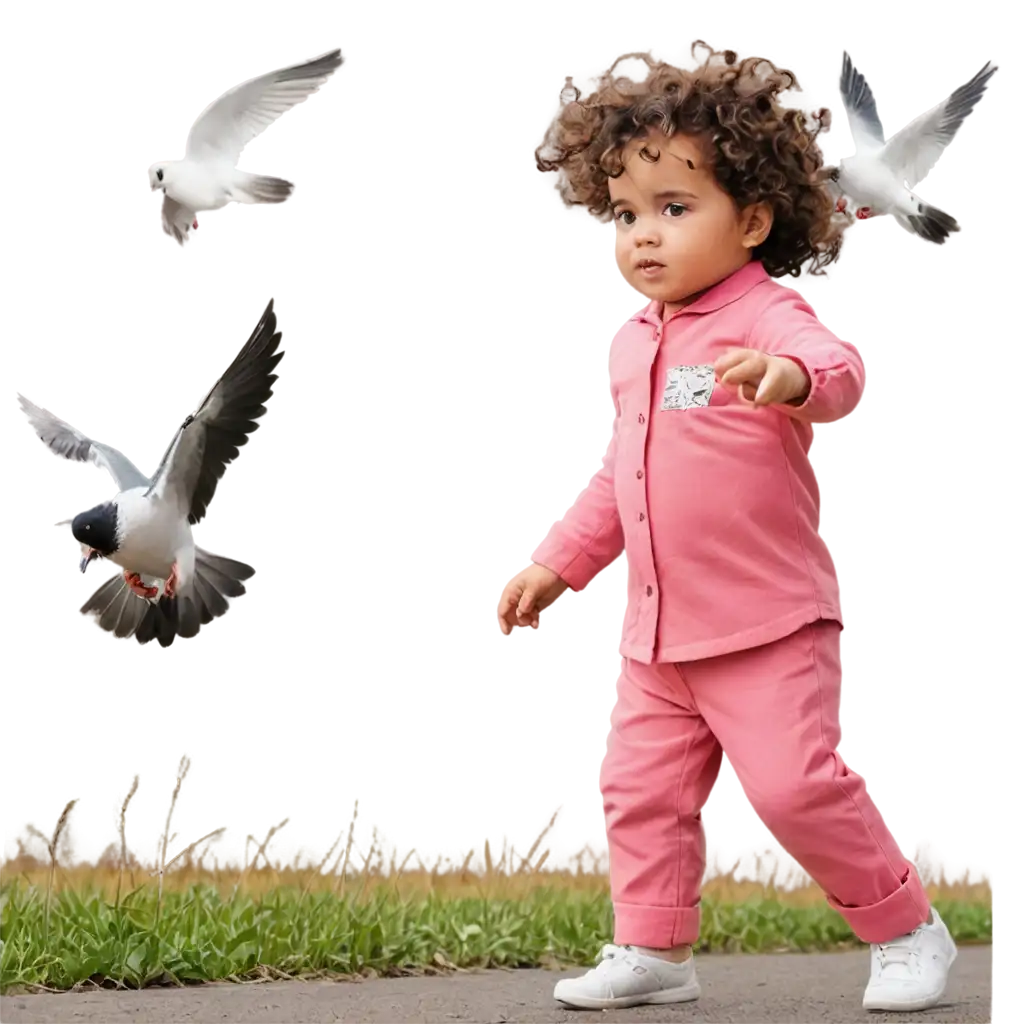 PNG-Image-of-a-2YearOld-Baby-Chasing-a-Pigeon-Bird-in-an-Urban-Landscape