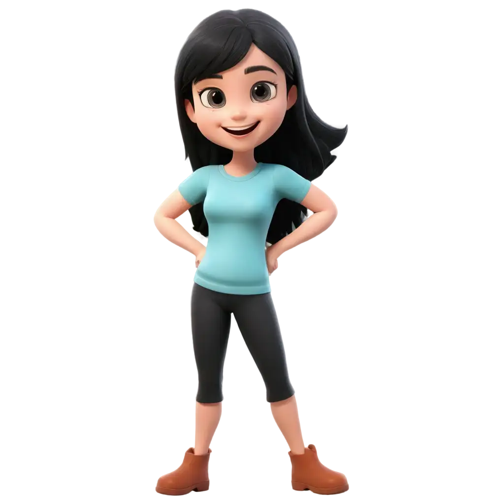 Cute-Cartoon-Happy-Girl-with-Black-Hair-PNG-Image-for-Creative-Projects