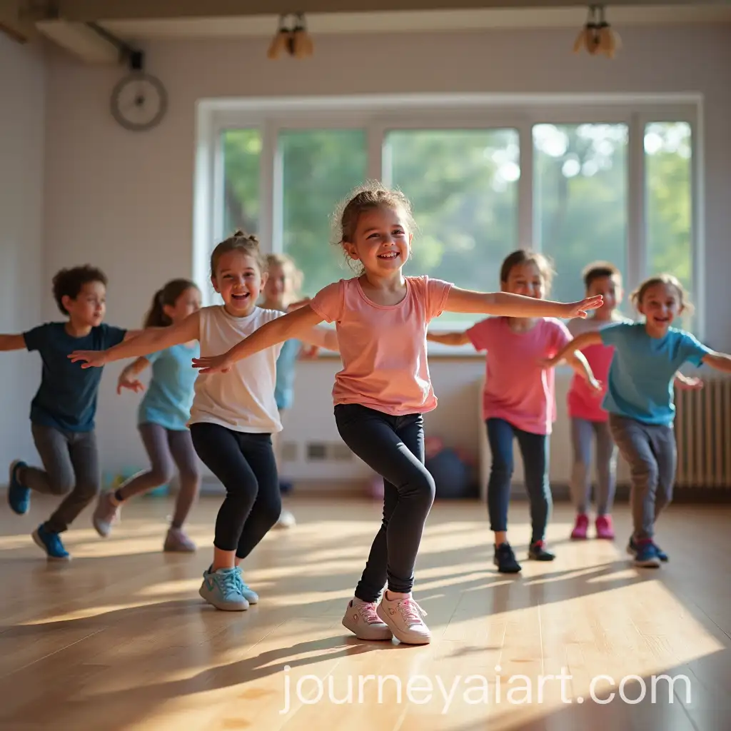 Children-Performing-Modern-Dance-in-a-Fitness-Club
