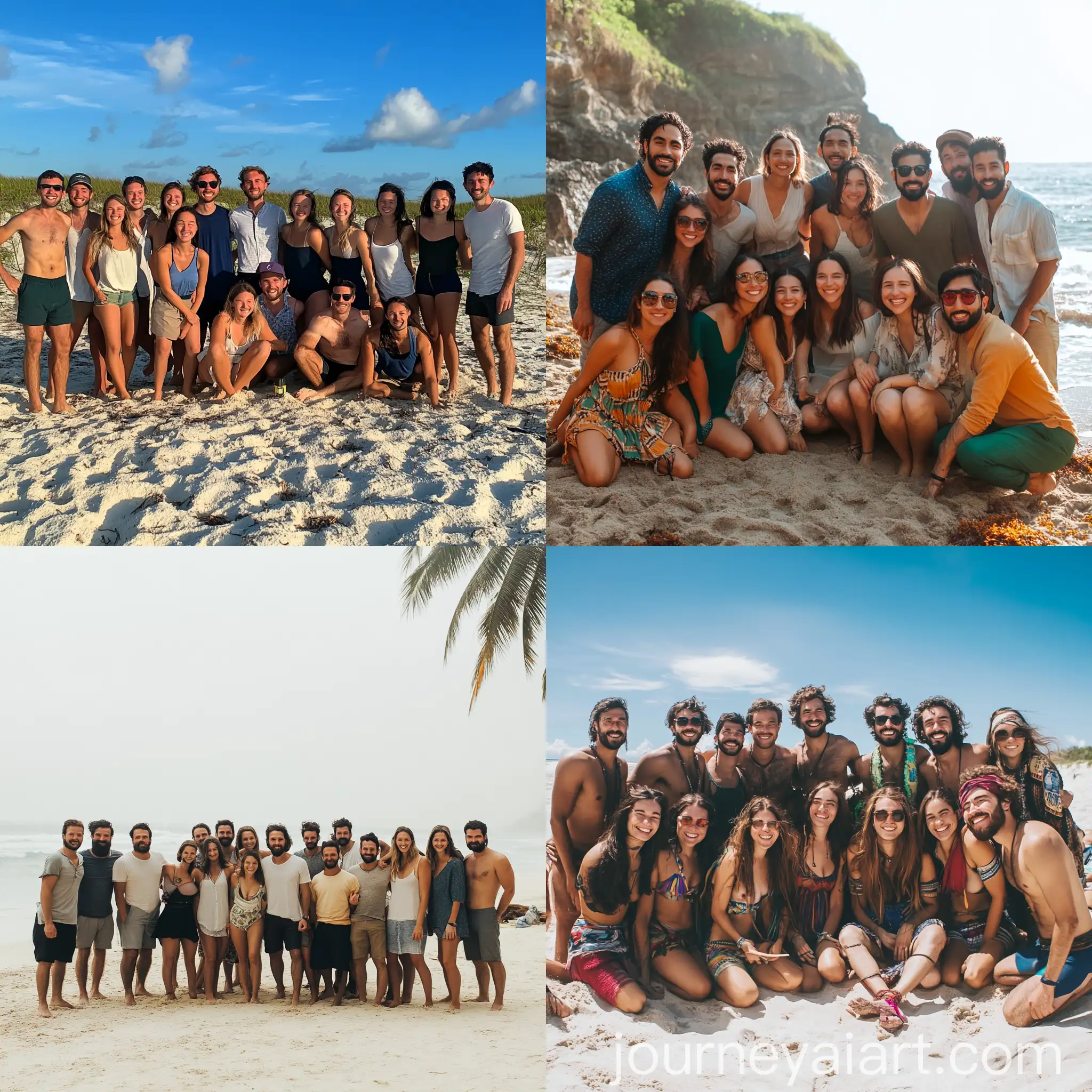 Group-of-Sixteen-People-on-a-Beach