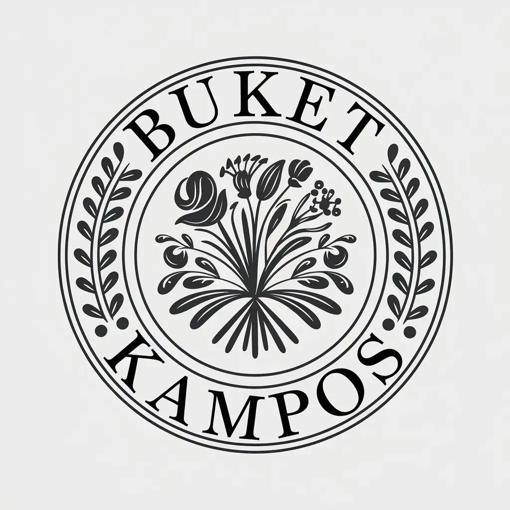 LOGO-Design-for-Buket-Kampos-Floral-Bouquet-Symbol-on-Clear-Background