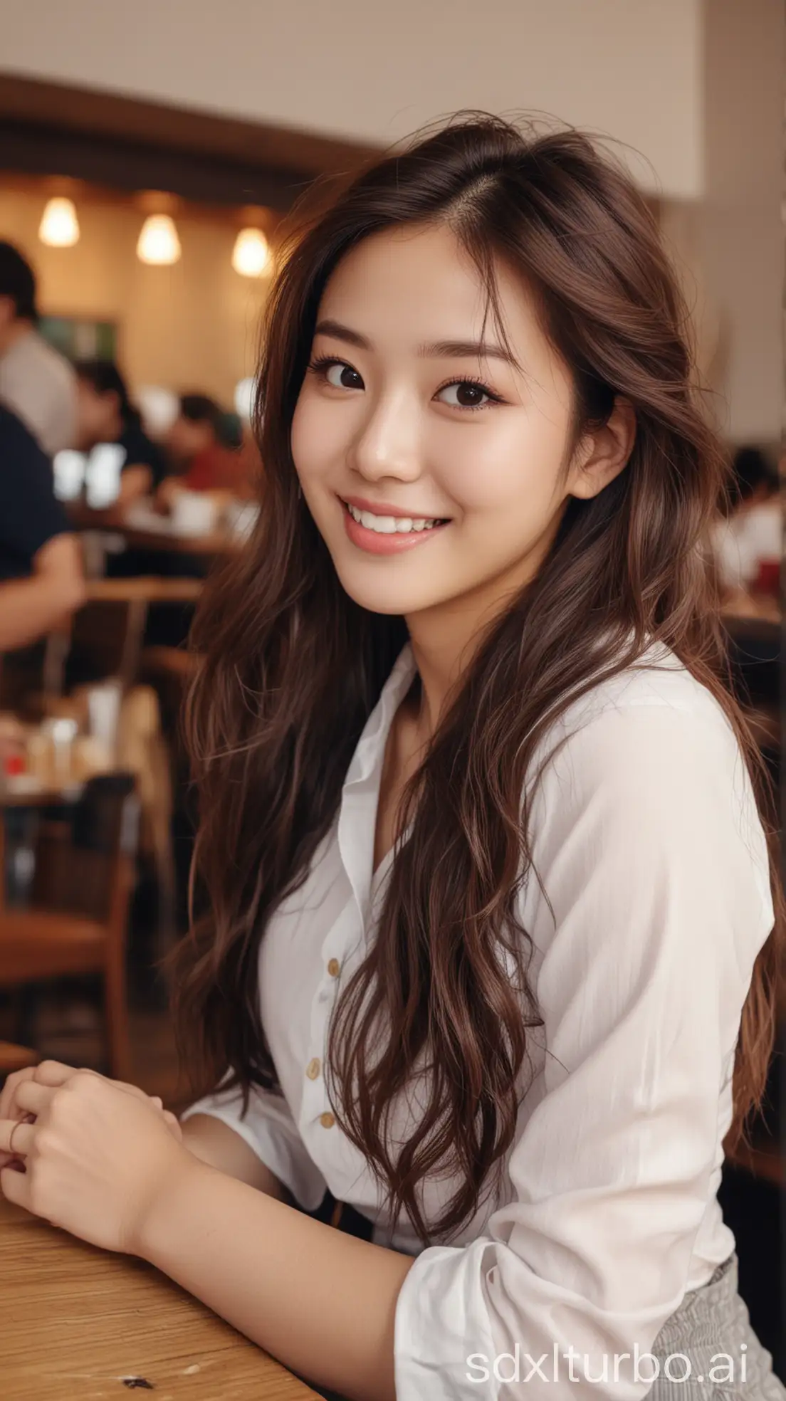 Chinese-Woman-with-Sweet-Smile-in-a-Restaurant-Setting