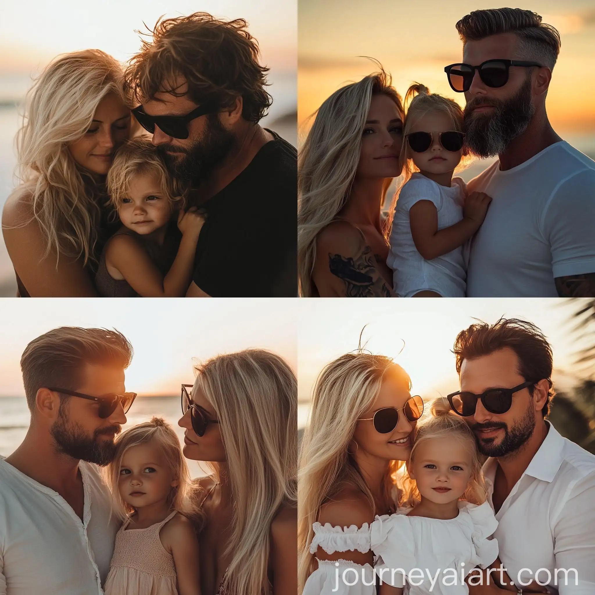 Family-Enjoying-Sunset-Beach-Together