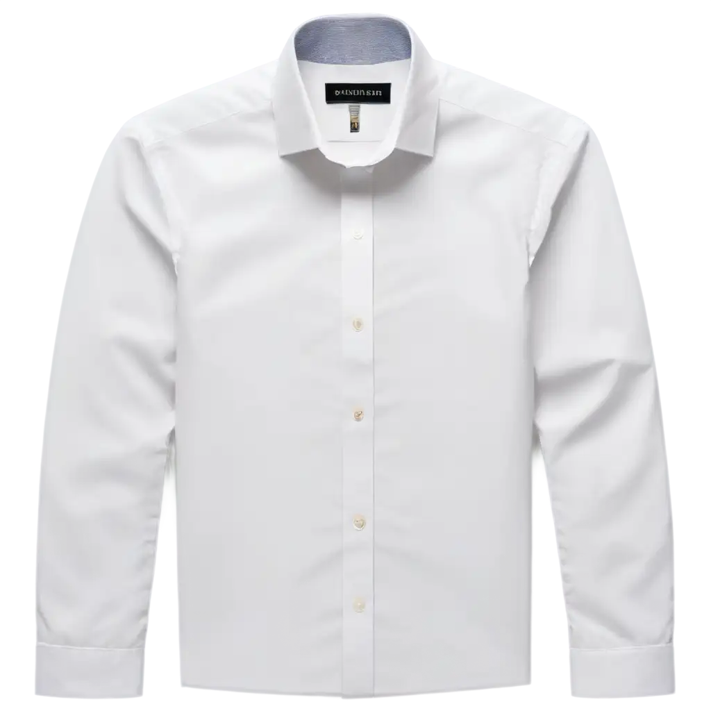 A professional studio shot of a neatly arranged white full-sleeve men's dress shirt with a classic collar, displayed without a model or mannequin. The shirt is either folded elegantly or laid flat with a slight 3D effect to showcase its structure. The background is a clean, neutral grey or white, ensuring a premium and minimalistic presentation. Soft, even lighting highlights the fabric texture and stitching details, making it perfect for an e-commerce product listing