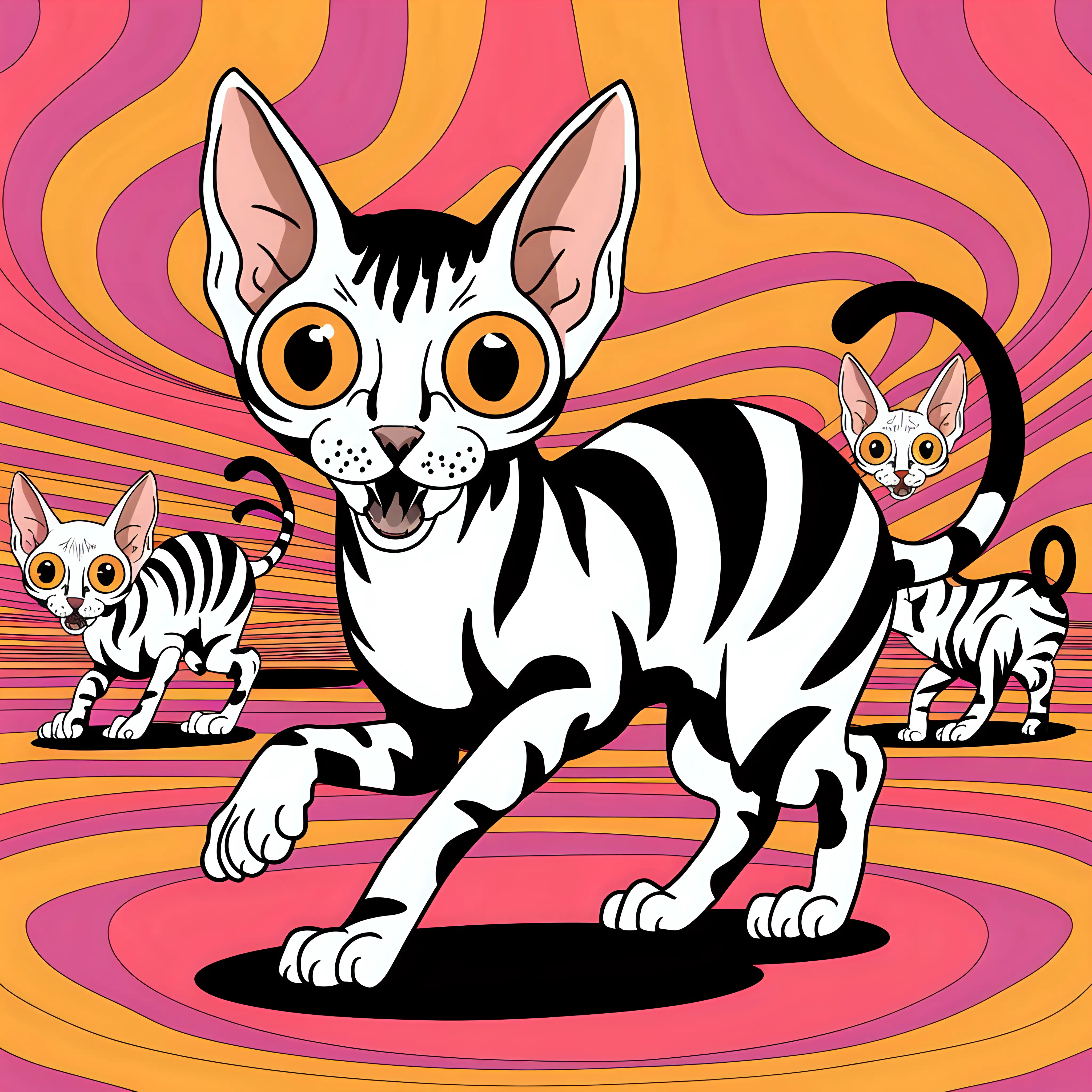 Hyperactive Sphynx Cat Artwork Vibrant Wall Art Inspired by Keith Haring