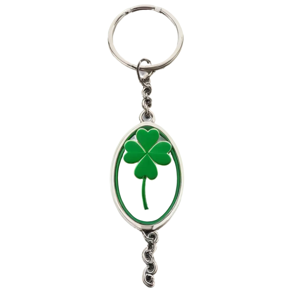 HighQuality-PNG-Image-of-a-Keychain-with-a-Clover-and-Frame-Photo-for-Versatile-Use