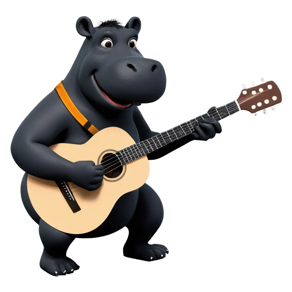 HighQuality-PNG-Image-of-a-Black-Hippopotamus-Playing-Violo