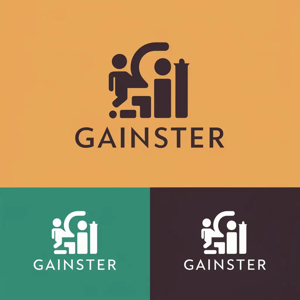 LOGO Design for Gainster Modern Finance Representation in Varied Background Colors