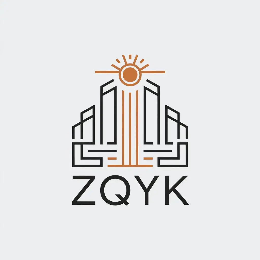 Logo-Design-for-ZQYK-Minimalistic-Vector-Design-with-Building-and-Sun-Symbol