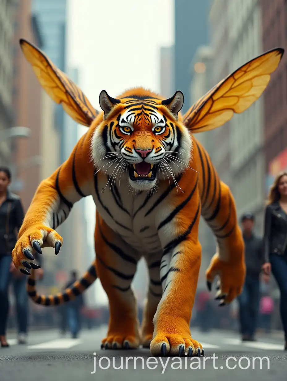 TigerBumblebee-Hybrid-Creature-Walking-Through-a-Bustling-City-Street
