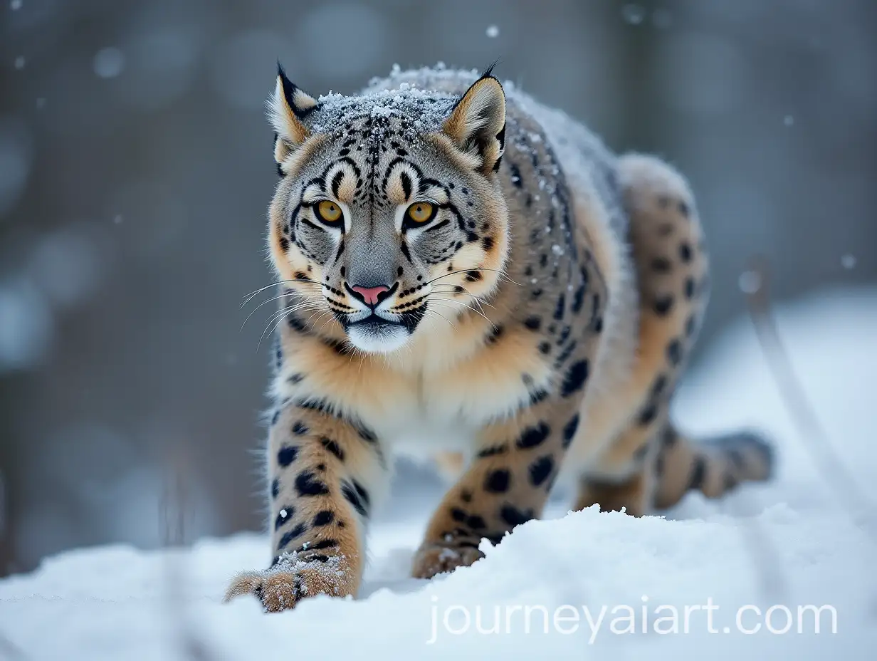 Majestic-Snow-Leopard-in-a-Snowy-Mountain-Landscape