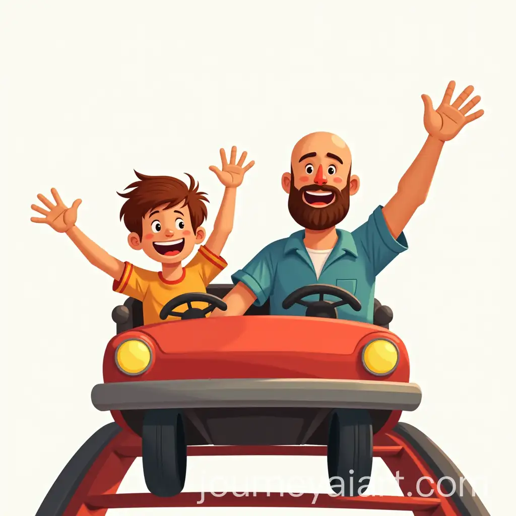 Father-and-Son-Enjoying-Roller-Coaster-Ride-with-Arms-in-the-Air