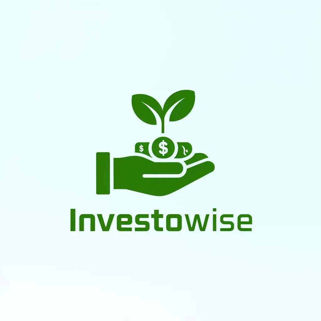 LOGO Design for Investowise Plant in Hand Growing Money Symbol for Finance Industry