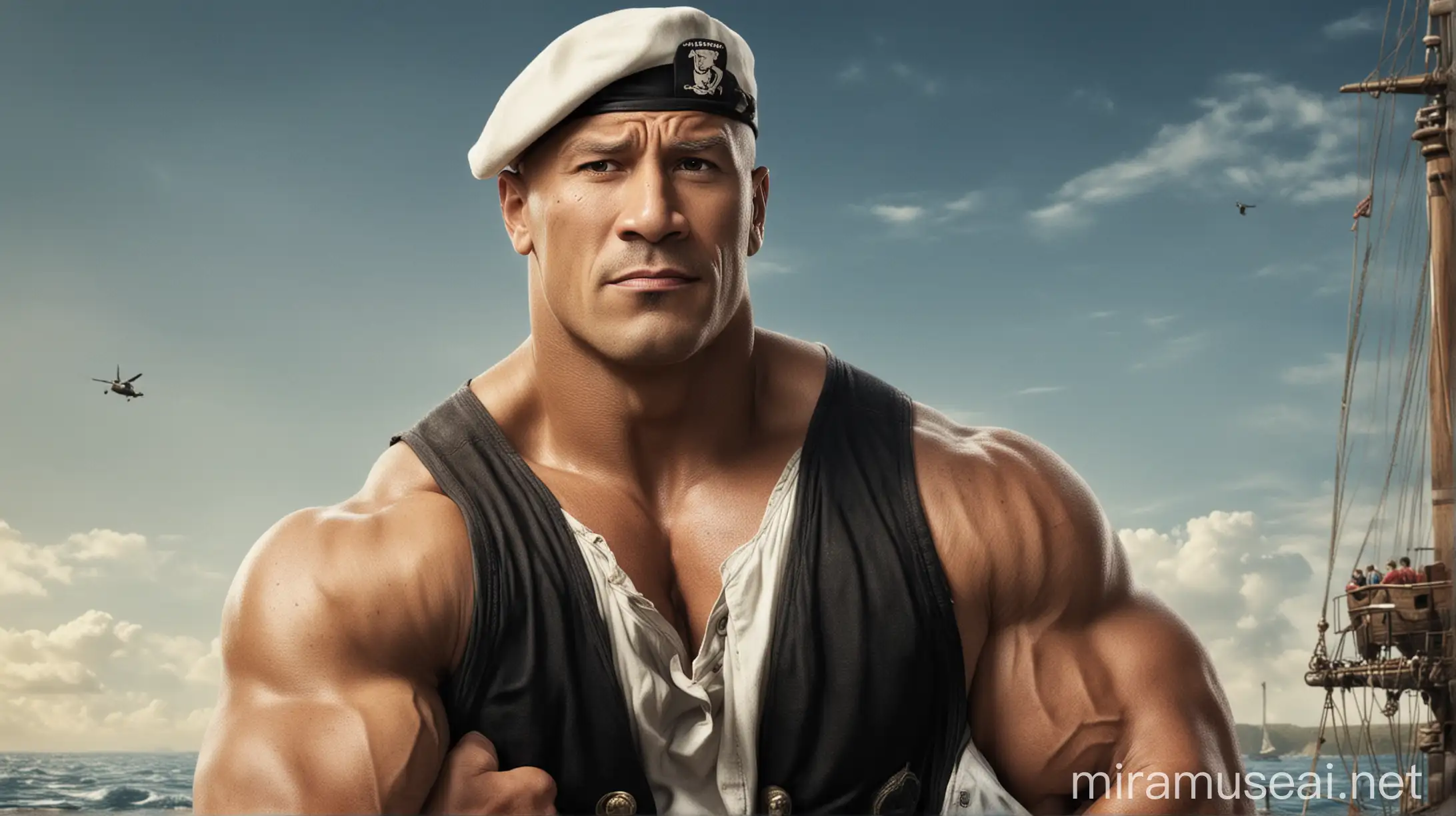 Popeye The Sailor Man Movie Poster Featuring Dwayne Johnson