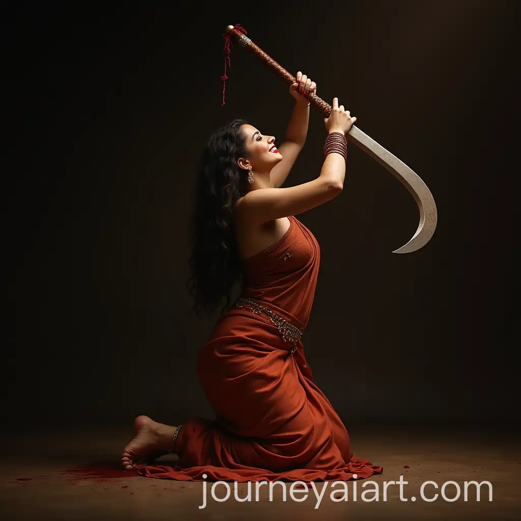 Indian-Queen-with-Talwar-and-Bloodied-Feet-Preparing-for-Battle