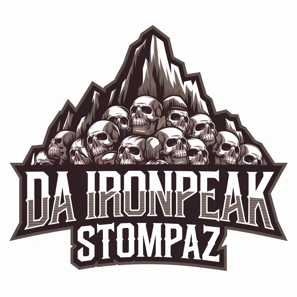 LOGO Design for Da Ironpeak Stompaz Mountain Top Filled With Skulls Theme