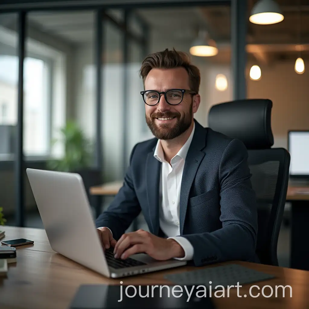 Man-Working-on-a-Laptop-in-an-IT-Office-Environment
