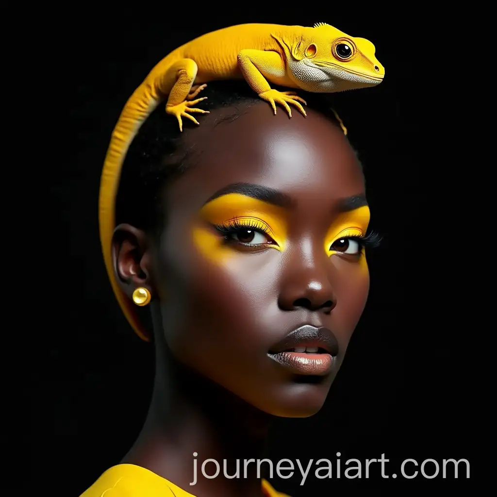 Powerful-Black-Woman-with-Striking-Yellow-Eyes-and-Iguana-Headpiece
