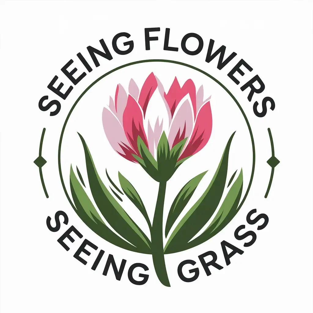 LOGO Design for Seeing Flowers Seeing Grass Floral Motif with Clear Background