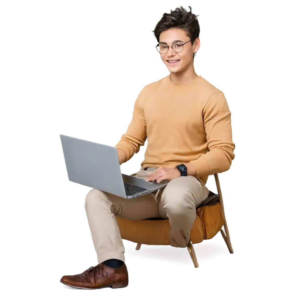 Young-Man-Sitting-with-Laptop-PNG-Image-for-Digital-Use