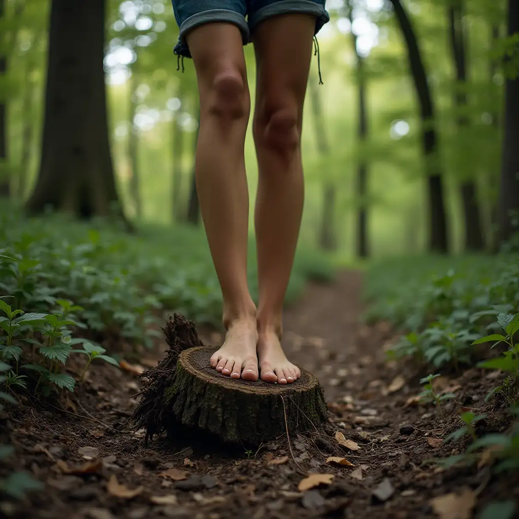 BareBarefoot-Woman-Trippingfoot-Woman-Tripping-Over-Root-in-Forest