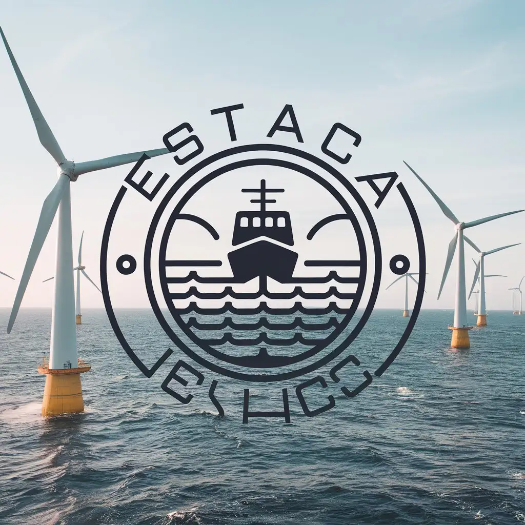 LOGO-Design-for-Estaca-Boat-in-Sea-with-Offshore-Wind-Turbines-Theme