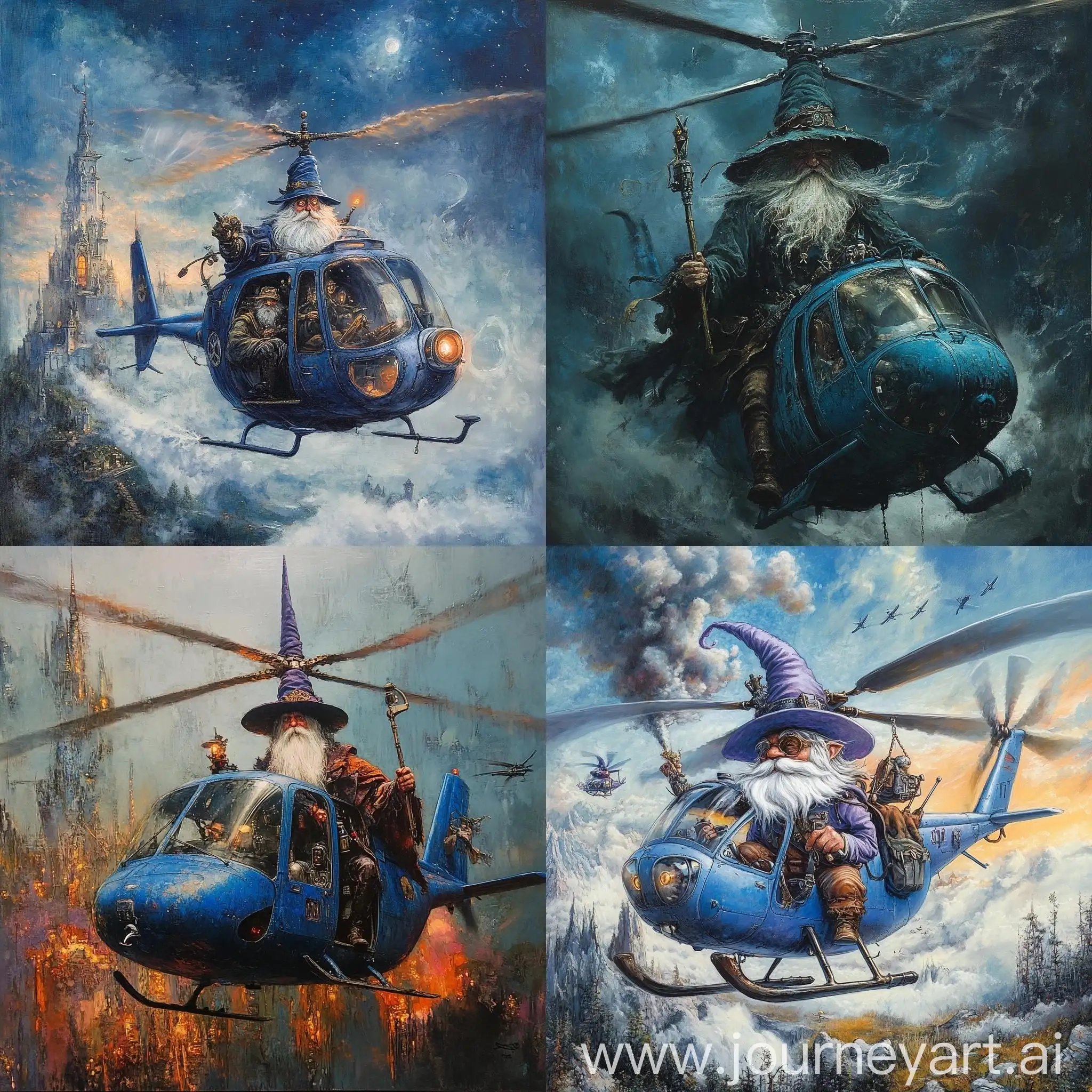 Wizard-Flying-in-Blue-Helicopter-Fantasy-Art